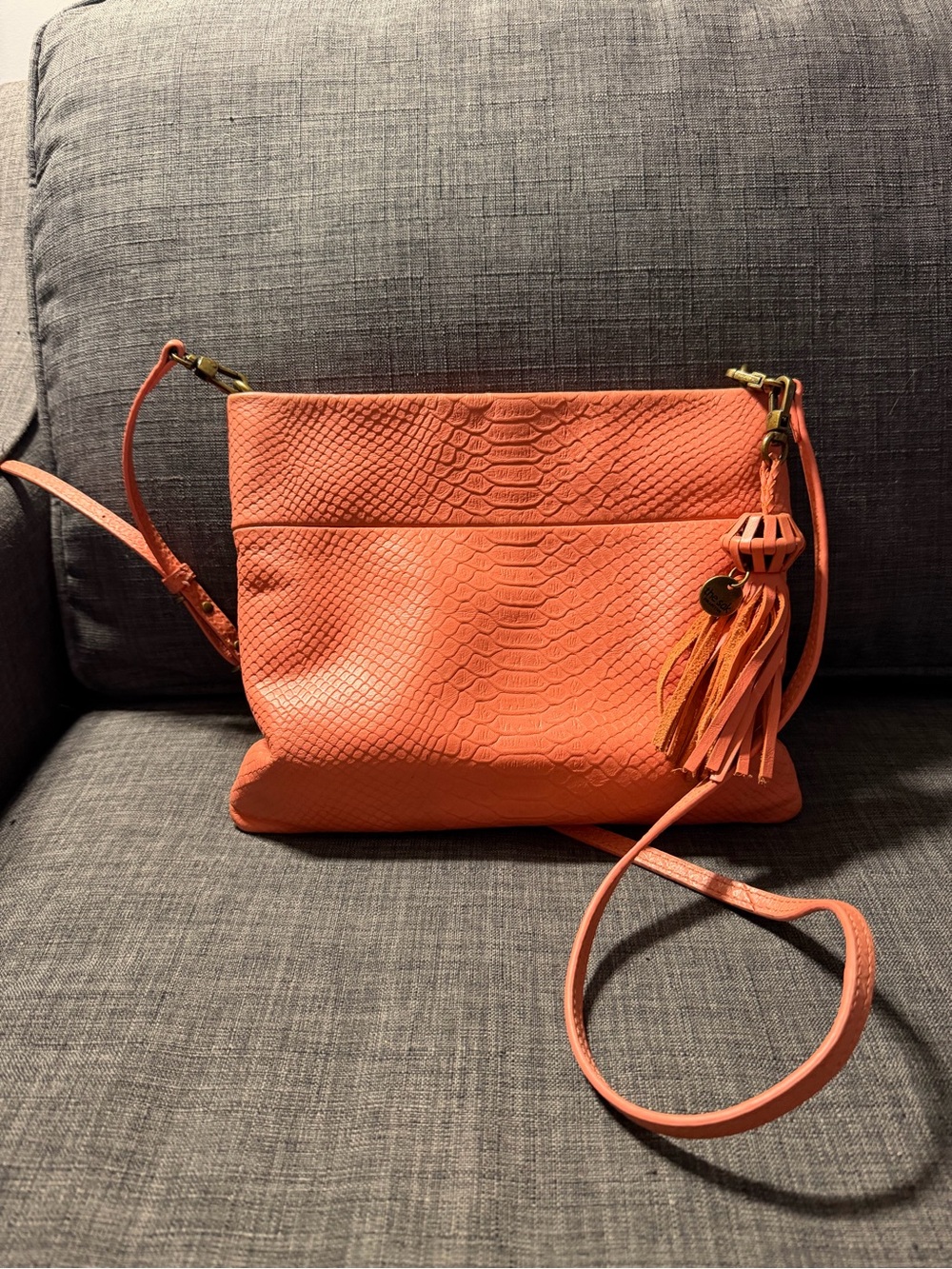 Women's Coral Crossbody Bag with Tassel Accent